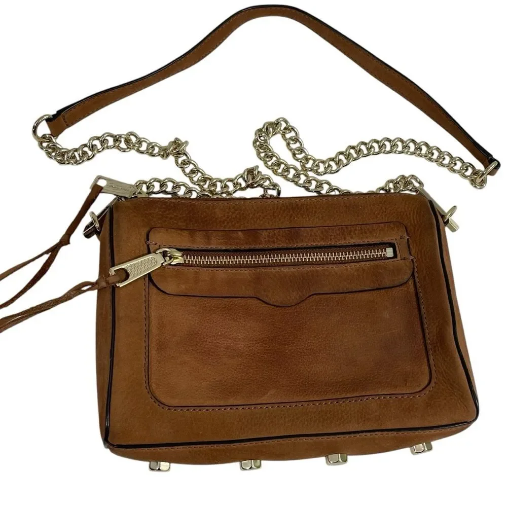 Rebecca Minkoff Avery Crossbody Bag Caramel Brown Nubuck‎ Leather Purse